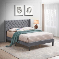 House of Hampton Upholstered Bed with Wings Design