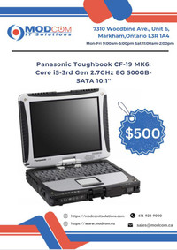 Panasonic ToughBook CF-19 MK6 10.1-Inch Laptop OFF Lease For Sale!! Intel Core i5-3rd Gen 2.7GHz 8GB RAM 500GB-SATA