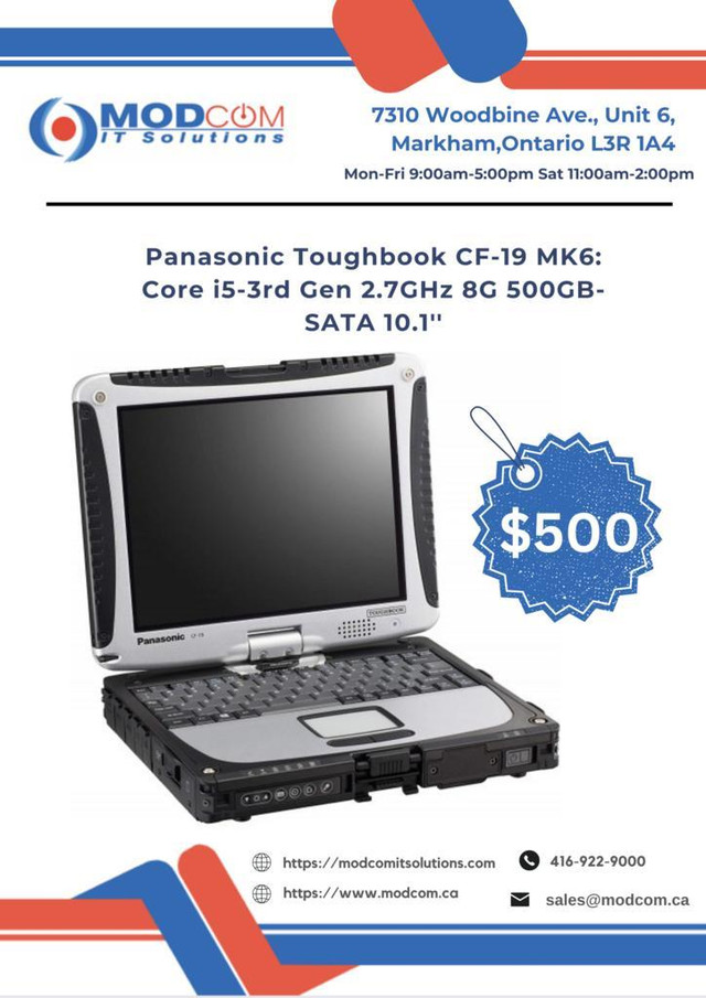 Panasonic ToughBook CF-19 MK6 10.1-Inch Laptop OFF Lease For Sale!! Intel Core i5-3rd Gen 2.7GHz 8GB RAM 500GB-SATA in Laptops