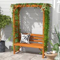 Arlmont & Co. Wooden Bench for 2 People for Vines/Climbing Plant, Brown
