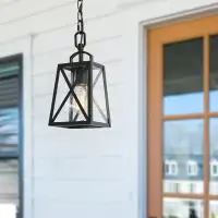 Gracie Oaks Dol Black 1 -Bulb 11'' H Outdoor Pendant