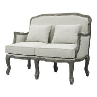 Canora Grey Rozen Cream And Brown Loveseat With Accent Pillows