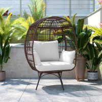 Gracie Oaks Tapasi Commercial Indoor/Outdoor Oversized Wicker Egg Swivel Lounge Chair with 4 Cushions