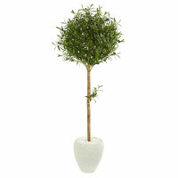Fleur De Lis Living Artificial Olive Tree Topiary in Planter