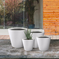 Latitude Run® Kante 4 Piece 20.9", 17.7", 15" and 12.6"H Cylindrical Lightweight Concrete Modern Planters, Outdoor Indoo