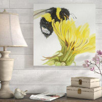 August Grove 'Bee on a Dandelion' Oil Painting Print on Wrapped Canvas