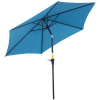 Arlmont & Co. Summer Clearance 8.9ft Patio Umbrella Parasol Tilt Canopy 6 Ribs Garden Blue — Outdoor Tables & Table Comp