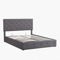 Red Barrel Studio Queen Size Upholstered Platform Bed With A Hydraulic Storage System