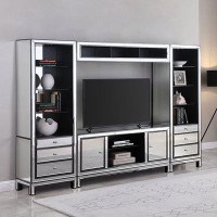 Hokku Designs Natalia 2-door 60" TV Stand Black Titanium and Silver