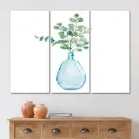 East Urban Home House Plants In Glass Vase, Eucalyptus Branches - Traditional Canvas Wall Art Print