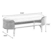 MABOLUS 53.54"Grey  Upholstered Bench