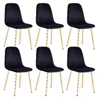 Everly Quinn Velvet Upholstered Dining Chair (Set of 6)