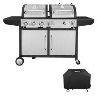 Royal Gourmet Royal Gourmet 3 - Burner Free Standing Liquid Propane 25500BTU Gas and Charcoal Grill with Cover