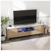 Latitude Run® Modern TV stand with LED Lights Entertainment Centre TV cabinet with Storage
