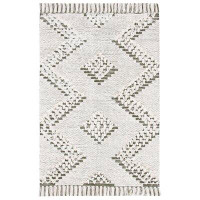 Union Rustic Jiren Geometric Handmade Flatweave Wool/Cotton Ivory/Green Area Rug