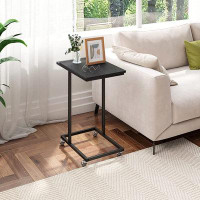 Ebern Designs Snack End Table C Shaped Side Table With Rolling Casters Small Table For Sofa Laptop Coffee Snack In Livin