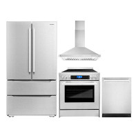 Cosmo 4 Piece Kitchen Package with French Door Refrigerator & 29.8" Freestanding Electric Range