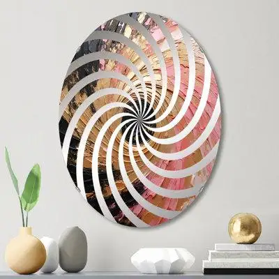 East Urban Home Minimalism Vortex Pink Poteries - Vortex Decorative Mirror MIR107334 O