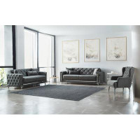 Hokku Designs ChicLuxe 3-Piece Velvet Living Set - Convertible Sofa with Storage