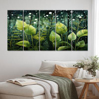 Design Art Ferns Plant Gossamer Veil II - Floral Metal Wall Art Living Room Set