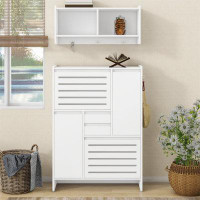 Orren Ellis Shoe Cabinet with Wall Cabinet, with 2 Flip Drawers, Versatile Side Cabinet