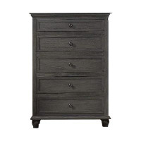 Alcott Hill Frisina 50 Inch Tall Dresser Chest With 5 Drawers, Farmhouse Gray Wood