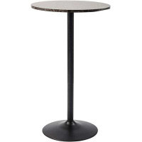 Ebern Designs Round Bar Faux Marble Top And Black Base, 1-Pack Pub Table