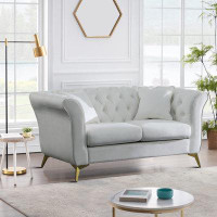 House of Hampton Modern Tufted Velvet Loveseat With Two Pillows And Y-Shape Legs