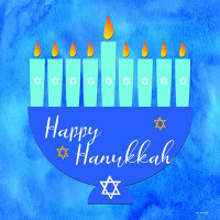 The Holiday Aisle® Geraleen Happy Hanukkah Menorah III by Yass Naffas Designs - Print