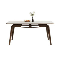 Bayou Breeze Sintered stone dining table solid wood oak rectangle