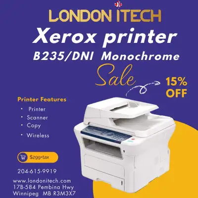 Xerox Monochrome B235/DNI Wireless Brand new Copy, print , Scan. Limited stock $299+ Tax