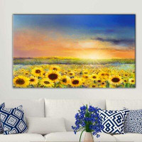 August Grove 'Sunflower Field' Graphic Art Print on Wrapped Canvas