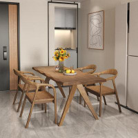 POWER HUT Modern Simple Dining Table And Chair Combination Of Solid Wood Small Household Log Wind Restaurant