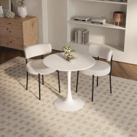 George Oliver 3 Pieces 31.5-Inch Round Dining Table Set For 2 And 2 Pieces Upholstered Chairs For Four Person, MDF Table
