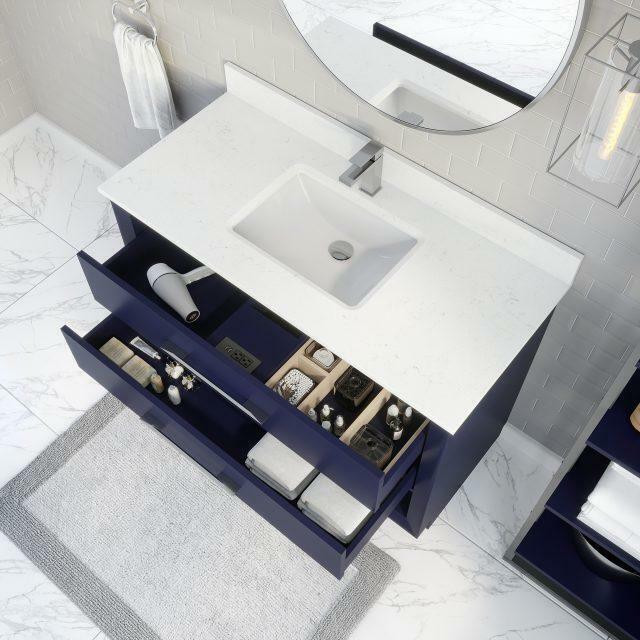 Riley 36, 48 & 60 Inch Bathroom Vanity w CT & Drawer Organizer in 3 Finishes ( Navy Blue, Oxford Grey of White ) ABSB in Cabinets & Countertops - Image 4