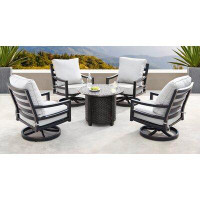 Canora Grey Mhyrren 5 Piece Dining Set with Cushions and Firepit
