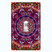 WorldAcc Metal Light Switch Plate Outlet Cover (Colorful Mandala Meditation - Single Toggle)