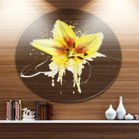 Made in Canada - Design Art 'Wonderful Yellow Lily Flower Sketch' Oil Painting Print on Metal