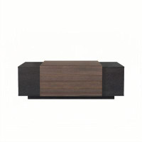 Latitude Run® 47 Inch Modern Farmhouse Drawer Coffee Table for Living Room or Office,Armando & Texture Black