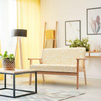 Corrigan Studio Corrigan Studio Modern Fabric Loveseat Sofa Couch Upholstered 2-seat Wood Armchair Blue Floral