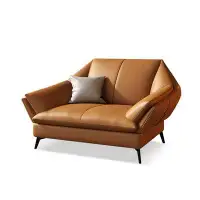 Orren Ellis 48.03" Orange Genuine Leather cushion Arm Chair