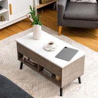 George Oliver Lift Top Coffee Table Moderntable W/ Hidden Compartment& Wood Legs
