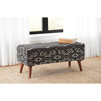 Foundry Select Cababi Upholstered Storage Bench Black and White