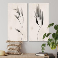 Bay Isle Home™ Abstract Monochrome Vintage Plant Silhouettes I - 2 Piece Graphic Art Set