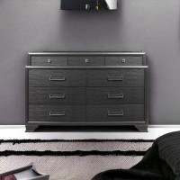 Red Barrel Studio 59" Gray Solid Wood Nine Drawer Double Dresser