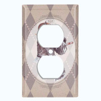 WorldAcc Metal Light Switch Plate Outlet Cover (Tuxedo Fancy Schnauzer Dog Diamond Beige Frame - Single Toggle)