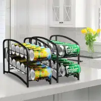 Rebrilliant Stackable Beverage Can Dispenser Rack, Storage Organizer Holder For Canned Food Or Pantry Refrigerator,Black