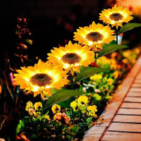 VICOUP Yellow/Brown Low Voltage Solar Powered Integrated LED Pathway Light Pack