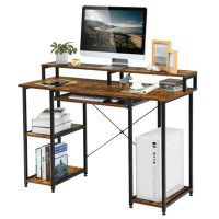 17 Stories 47 Inches Computer Desk Writing Study Table With Keyboard Tray And Monitor Stand