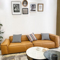 Hokku Designs 102.36"Orange Cloth Modular Sofa cushion couch